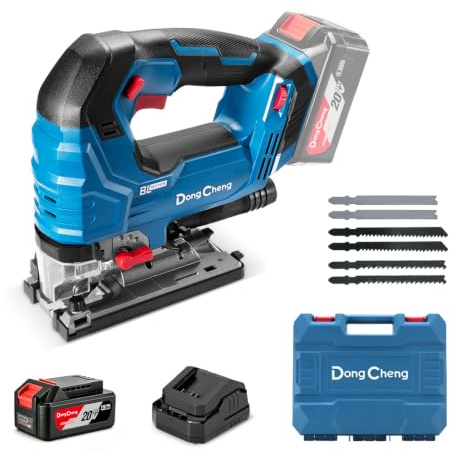 Dong Cheng 20V Brushless Cordless Jigsaw, 26mm Stroke, 3500SPM, 4.0Ah Kit