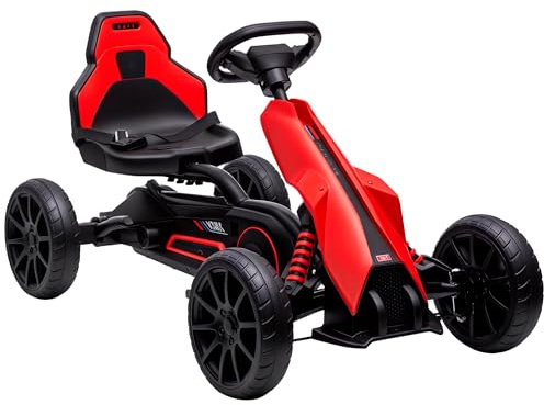 HOMCOM Go Kart a Pedali per Bambini 3-8 Anni con Sedile Regolabile in 4 Posizioni e Ruote in EVA, 100x58x58.5 cm, Rosso e Nero