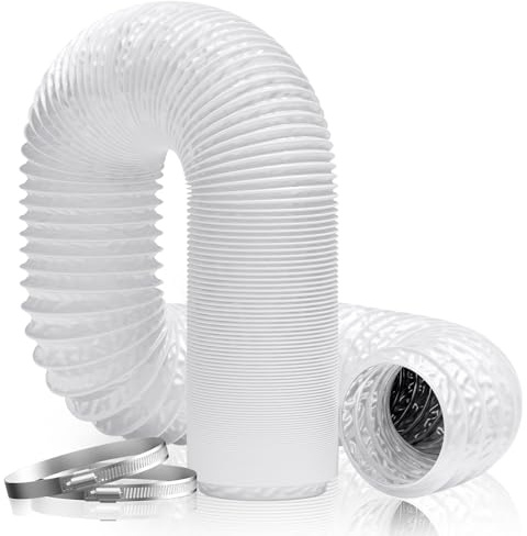 Hon&Guan 150mm / 6 inch Aluminium PVC Ventilation Air Ducting 5m Flexible Vent Hose Pipe for Extractor Fan, Tumble Dryer, Grow Tent and Heater