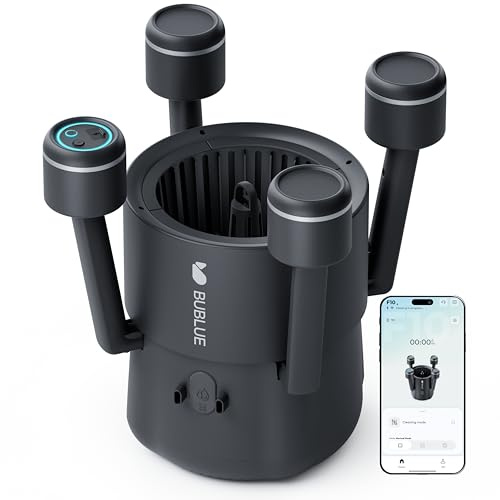 BUBLUE BuVortex V5 Pool Skimmer Roboter,Poolroboter Akku mit App-Steuerung,5-Liter-Filter, Zwei Reinigungsmodi, KI-Navigation,ideal für eingelassene und Aufstellpools,Schwarz | App-Steuerung,5-Liter-Filter