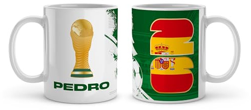 Made in Gift - Taza Mundial 2026 - Cerámica 33cl - Personalizada con Nombre y Bandera – Taza de Fútbol Personalizada España, Argentina o Portugal – Regalo Original de Fútbol (España)