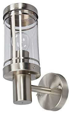 Lindby Edelstahl Wandlampe aussen, IP44 Wandleuchte silber Außenbeleuchtung Wand Hof Garten Terrasse Balkon Aussenleuchte