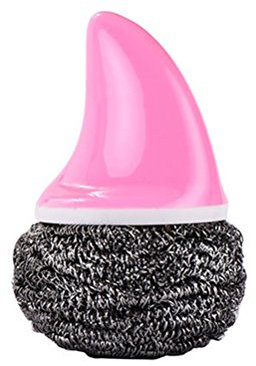 BESTOMZ Edelstahl Topfreiniger Putzschwamm mit Griff Küche Geschirr Topf Reinigung Werkzeuge (Rosa)