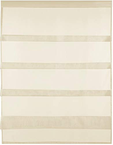 Transparente Bistrogardine Raffoptik mit Stangendurchzug in Voile, schlicht und modern in vielen erhältlich (80 x 110 cm/beige - Nude)