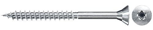 fischer ClassicFast II 4,5 x 60, blauverzinkte Spanplattenschraube mit Senkkopf, Innenstern TX und Teilgewinde, für eine universelle Verwendung in allen Holzbaustoffen, 200 Stück