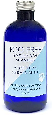 99% Natürlich STINKENDER Hund Shampoo Mit Aloe Vera, NEEM & Minze - 250ml - von POO FREE. Ohne Sulfat, Ohne Silikon, Ohne Parabene. Konzentriert, Beruhigt, Hydratisiert, Lindert Juckreiz.