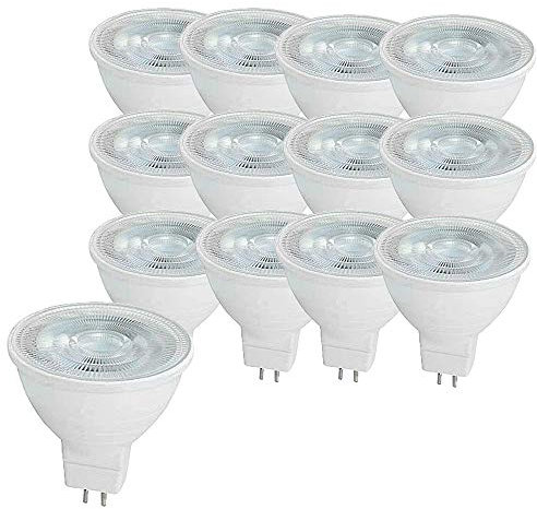 OUGEER 12 Stück MR16 LED-Leuchtmittel 5W LED GU5.3, Entspricht 50W MR16 Halogenlampe Kaltweiß 6000K MR16 LED-Strahler GU5,3 500 Lumen Nicht Dimmbar, AC/DC 12V