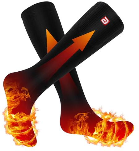 Svpro Beheizbare Socken Herren Damen,Beheizte Socken Elektrische Warme Socken Wiederaufladbare 4000mAh Batterie Heizsocken, Thermosocken Fußwärmer für Outdoor Reiten Camping Wandern Motorrad Skifahre