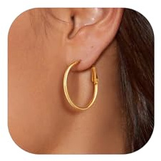 GoldChic Ohrringe Gold Creolen Edelstahl Damen Ohrstecker 30MM Huggie Hoop Mädchen Ohrringe Helix Piercings Mittelgroß Rundohrringe in Gold Schmuck für Geburtstag