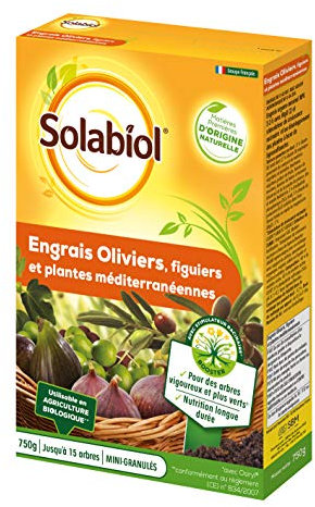 SOLABIOL Engrais Oliviers Figuiers & Plantes Méditerranéennes - 750g - Jusqu'à 15 Arbres - Nutrition Longue Durée - Arbres Vigoureux & Plus Verts - Utilisable En Agriculture Biologique SOLIVY750