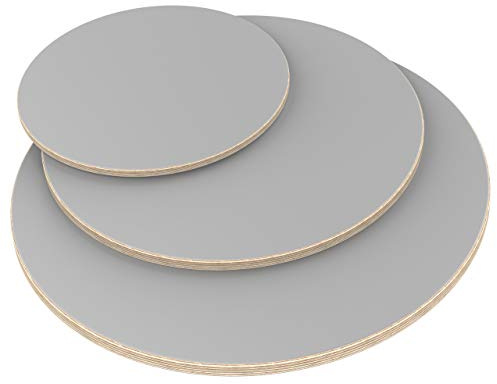 AUPROTEC Ø 50 cm Multiplex Holzplatte | grau | rund | 18mm | runde Holzplatte, mehrlagig querverleimt, melaminbeschichtet, Birke BB Qualität, für Handwerk, industrie & DIY