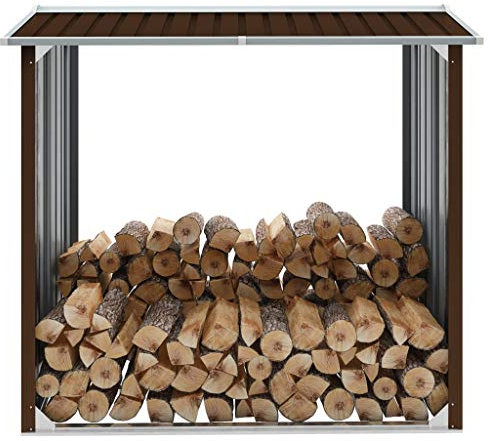 Festnight Abri de Stockage de Bois Abri de Chauffage en Acier galvanisé 172x91x154 cm Marron