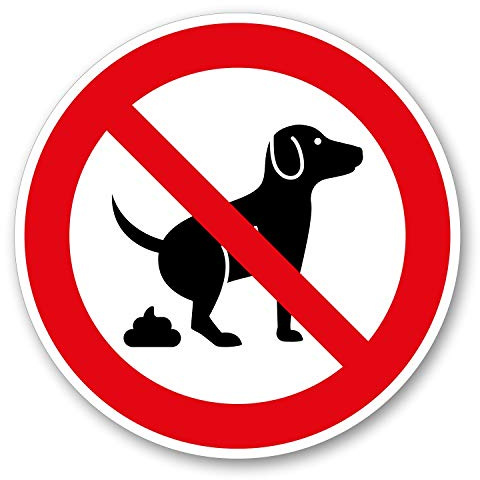 iSecur Hunde koten verboten Aufkleber Ø 10 cm Hundeklo - hin572 | Hunde koten verboten, keine Hunde-Toilette, Verbotsaufkleber Ø 10 cm für Garten, selbstklebend, UV-Laminat, wetterfest
