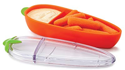 Joie Carrot Snack and Dip Divided Container, Two Compartment Storage Box Keeps Foods Separate, Ideal for Veggies and Dips, Great for Lunchboxes and Road Trips, BPA-Free