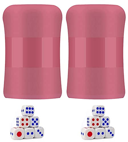 Würfelbecher, Würfelbecher, Casino-Spiel, einteilig, roter Kunststoff, inkl. 2 Tassen und 12 Würfel