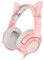 AJIJAR Rosa Gaming-Headset mit Mikrofon, Mädchen Frauen Katzenohren Kopfhörer 3,5mm Kompatibel mit PC PS4 PS5 Xbox One (ohne Adapter) Smartphone, mit Surround-Sound, RGB, Geräuschunterdrückung, rose