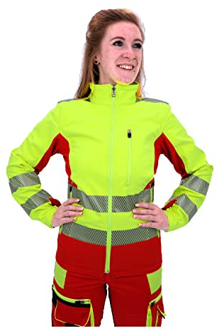 RescPol Softshelljacke Rettungsdienst leuchtgelb/rot mit Reflexstreifen