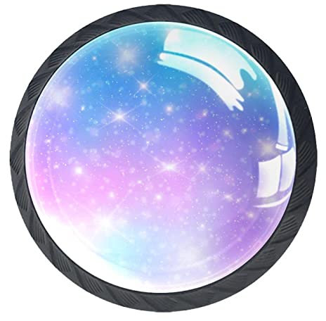 Sterne Galaxy Regenbogenfarben 4 Stück Schrankknöpfe Runde Möbelknöpfe Schubladengriffe 1,37 Zoll