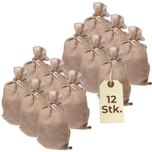 Jutesack Kartoffelsack Pflanzsack 85x50 cm Winterschutz für Kübelpflanzen Jute Säcke Nuss Sack Apfelsack Pflanzenschutz Frostschutz Pflanzen 12 Stück