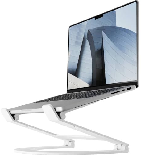 Twelve South Curve Flex | Ergonomischer höhen- und winkelverstellbarer Aluminium-Laptop-/MacBook-Ständer, passend für 10-17, tragbar - inklusive Transporttasche, mattweiss, TS-2202