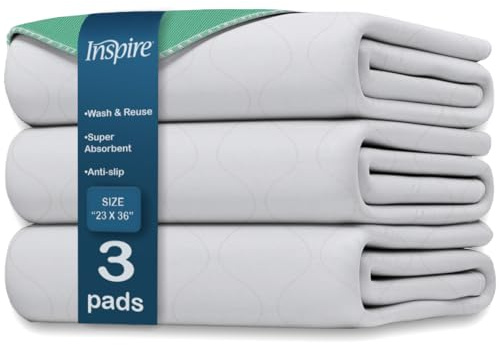 Inspire Washable and Reusable Incontinence Chair or Bed Pads | 3 Pack Waterproof Mattress Pad Chucks Pads | Reusable Bed Pads Washable Waterproof Chux Pads | Pee Pads for Adults Use As Pet Pad