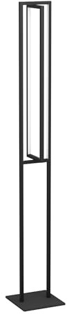 Eglo Lampadaire sur pied LED Siberia, luminaire de sol minimaliste dimmable par télécommande, lampe de salon colonne en métal noir et plastique blanc, blanc chaud-froid