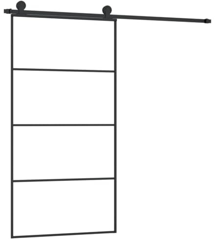 vidaXL Skjutdörr med hårdvara 102,5x205 cm ESG-glas och aluminium