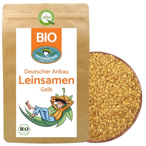 Guldfärgade ekologiska linfrön 500 g - hela frön - guldgula linfrön från tysk odling - Peppermintman