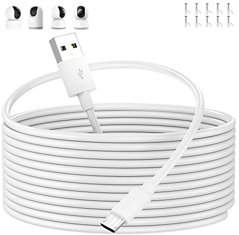 ACOCOBUY Câble Micro USB 8m Long Câble Chargement pour Mi Security Camera | Type A vers Micro Charge pour Mi 360° Home Security Camera 2K Pro/360° Home Caméra Sécurité 2K/Smart Caméra C300 C200 blanc