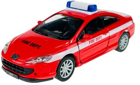 Welly Peugeot 407 Coupe Rot Feuerwehr 2004-2011 1/34-1/39 Metall Modell Auto Die Cast Neu im Kasten