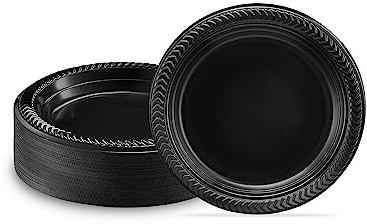 PLASTICPRO 100 PCS Small Black Plastic Plates, Light Weight 6 Inch Plastic Dessert Plates, Disposable for Party and Wedding