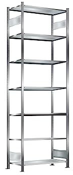 Oswald Transportgeräte Steckregal, verzinkt, Breite 1 m, Höhe 3 m, Tiefe 0,4 m, 7 Böden, Fachlast 150 kg, einseitig