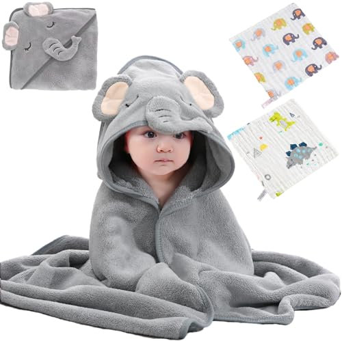 TYXHXTF 3PCS Asciugamano Neonato con Cappuccio, Asciugamani con Cappuccio per Bambini, Asciugamani Neonato Extra Morbido e Super Assorbente