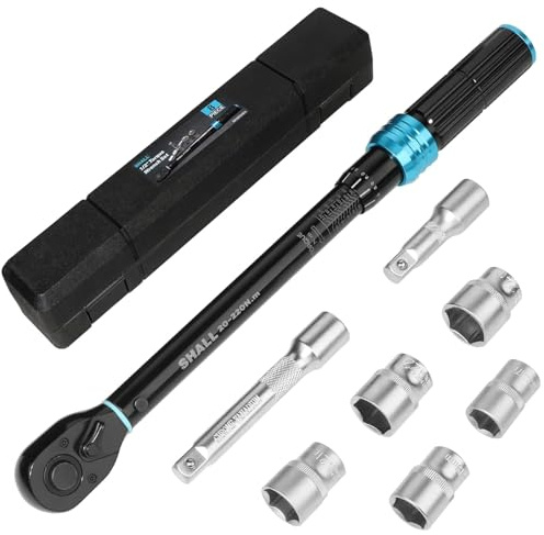 Shall 7-Piece 1/2 Torque Wrench Set, (20-220Nm) Dual Direction Adjustable 72 Tooth for Suitable for car and Motorcycle Maintenance,with Extension Pole and Storage Box