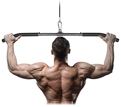 Latzugstange mit Drehgelenk, Abnehmbar Latzug Griffe Gebogene Klimmzugstangen Zugstange Fitness für Zuhause Bodybuilding Crossfit Krafttraining Fitness Workout Zubehör Schwarz