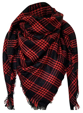 Beigefarbener bunter Damen-Schal, Winter, warm, weich, Kaschmir, kariert, Schal, XXL, großer quadratischer Schal, Wollschal, Winterschal (l A)