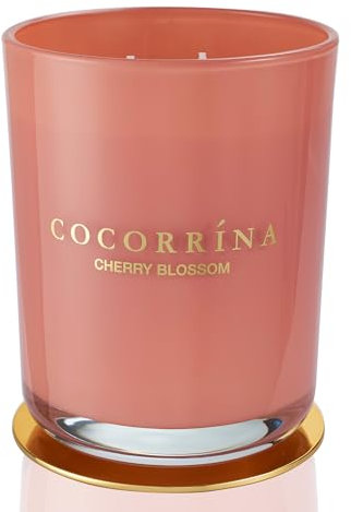Cocorrína Candle Duftkerze im Glas - Kirschblüte, Brenndauer bis zu 46 Stunden mit 2 Dochten, Natürliche Soja-Kerze, Weihnachten Geschenk Kerze, 420g