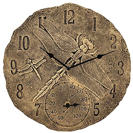 predolo Moderne 30,5 cm Wanduhr für Innen- und Außenbereich, wetterfest mit Temperaturanzeige