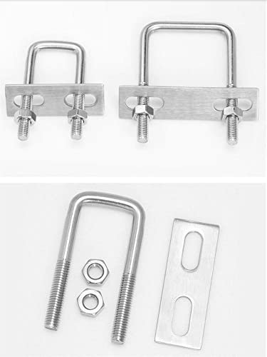 U-Bolzen, U-Bolzen, quadratische U-Bolzen aus Edelstahl 304 mit Muttern, Rohrmutter, Bolzenklemme mit Rahmengurten, Innenbreite 25–150 mm, M6–M10, zur Befestigung (Größe: M8 x 60 x 100 mm) (Größe: M10