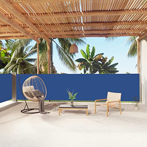 Kavolet Seitenmarkise 140x1000 cm Markise Ausziehbare in Blau, Blickdicht Sichtschutz für Garten Balkon & Terrasse Seitenrollo Sonnenschutz Windschutz Wasserdicht Balkonfächer Vertikalmarkise