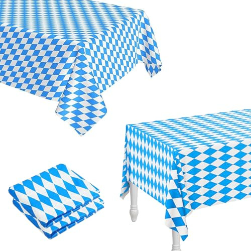 Oktoberfest Tischdecke Bayerische Tischdeko,137 x 274 cm Bayrisch Blau Weiß Bayern Raute Einweg Tischdecke,Oktoberfest Tischtuch Bayerische Tischdeko,für Bierzelten Haushalt Catering Oktoberfest Deko