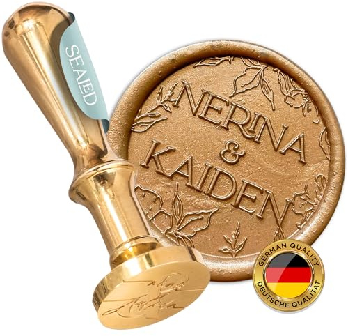 SEALED® Personalisierter Siegelstempel mit Wunschinitialen für Hochzeit und besondere Anlässe - Eleganter Wachssiegel Stempel mit 2 Buchstaben