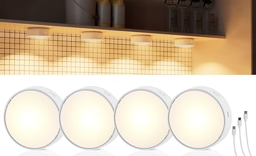 Northpoint LED Akku Schranklichter Unterbauleuchte Spots 4er-Set Akzentbeleuchtung mit Bewegungsmelder