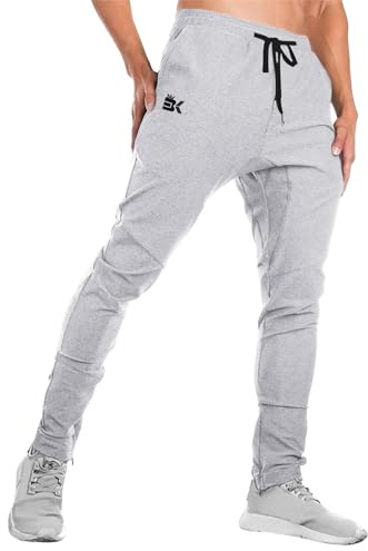 BROKIG Gym Jogginghose Herren Baumwolle mit Doppeltasche | Atmungsaktiv Laufhose Herren Lang, Sporthose Trainingshose Herren Lang Fitnessstudio Fitness Slim Fit Hose