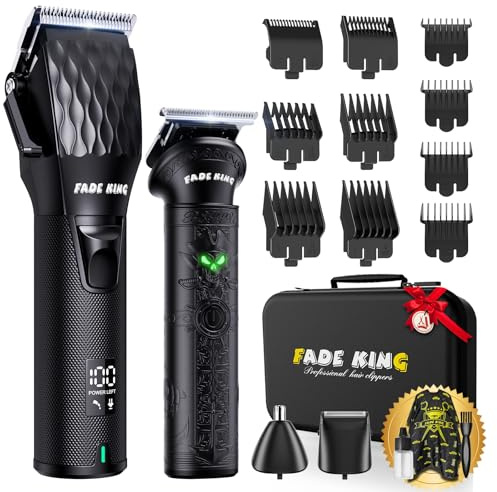 FADEKING® Professional Hair Clippers for Men - Cordless Hair Clippers (Clipper+Trimmer, Black)