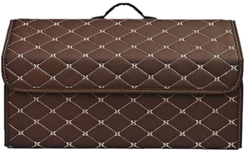 Auto Leder Kofferraum Organizer für Fiat 500/500E/500L/500X/500 Abarth/Croma/Doblo/Fiorino, Faltbare Aufbewahrungsbox Taschen Kofferraumtasche Wasserdicht Innenraum Zubehör,C/Coffeestyle-XL