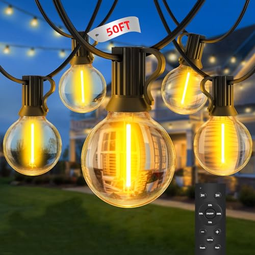 LED Lichterkette Außen 15m/50ft 18+1 G40 Glühbirnen Outdoor Beleuchtung Strombetrieben IP44 Wasserdicht Aussen mit Dimmbaren