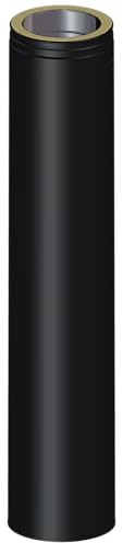 5 inch x 1000mm Black Twin Wall Insulated Flue Straight DWD Range with Free Locking Band
