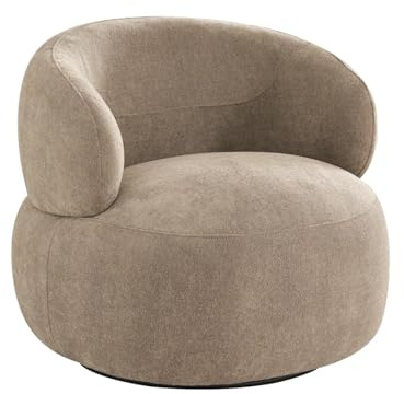 Furnhouse New York Drehsessel Braun Beige | 360° Drehbarer Loungesessel | Skandinavischer Sessel mit Stoffbezug | Bequemer Polstersessel für Wohnzimmer & Lounge | Oeko-TEX®-Zertifiziert
