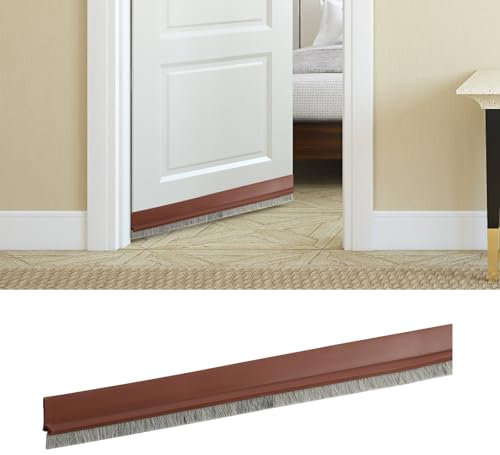 Türdichtung Zugluftstopper Selbstklebend Unten mit Bürste Braun 100*3 cm, Bürstendichtung Türbesen Türbürstendichtung Fensterdichtung Türdichtschiene Door Seal Bodenabdichtung, für Türen und Fenster